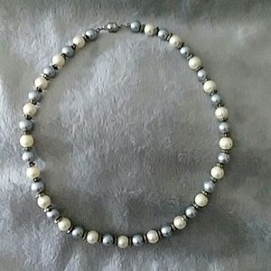 16" cream & grey colored faux pearls